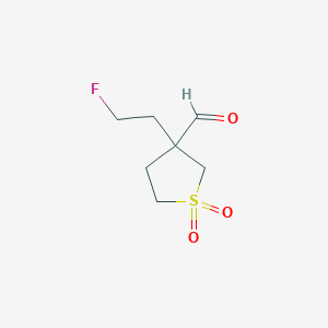 molecular formula C7H11FO3S B13334131 3-(2-Fluoroethyl)tetrahydrothiophene-3-carbaldehyde 1,1-dioxide 