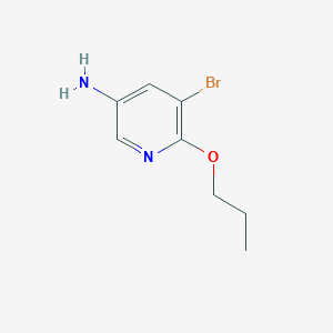 molecular formula C8H11BrN2O B13334159 5-Bromo-6-propoxypyridin-3-amine 