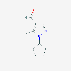 molecular formula C10H14N2O B13334168 1-Cyclopentyl-5-methyl-1H-pyrazole-4-carbaldehyde 