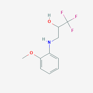 molecular formula C10H12F3NO2 B13334273 1,1,1-Trifluoro-3-((2-methoxyphenyl)amino)propan-2-ol 