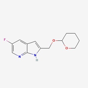 molecular formula C13H15FN2O2 B13334278 5-Fluoro-2-(((tetrahydro-2H-pyran-2-yl)oxy)methyl)-1H-pyrrolo[2,3-b]pyridine 