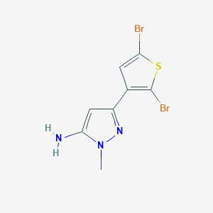 molecular formula C8H7Br2N3S B13334342 3-(2,5-Dibromothiophen-3-yl)-1-methyl-1H-pyrazol-5-amine 