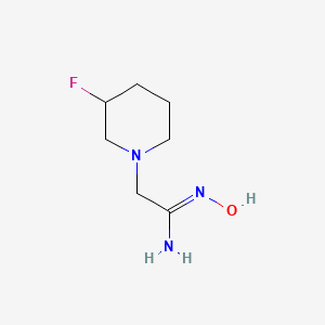 molecular formula C7H14FN3O B13334385 2-(3-Fluoropiperidin-1-yl)-N-hydroxyacetimidamide 