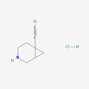 molecular formula C8H12ClN B13334395 6-Ethynyl-3-azabicyclo[4.1.0]heptane hydrochloride 