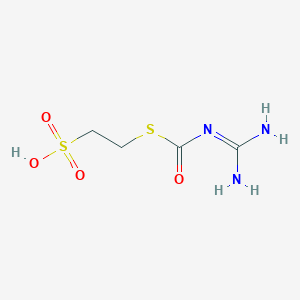 molecular formula C4H9N3O4S2 B13334396 2-((Carbamimidoylcarbamoyl)thio)ethanesulfonic acid 