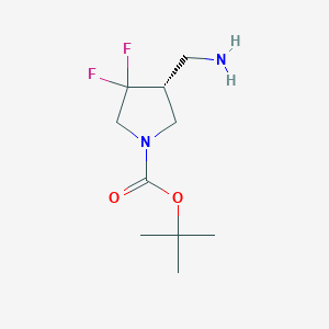 molecular formula C10H18F2N2O2 B13334431 tert-Butyl (R)-4-(aminomethyl)-3,3-difluoropyrrolidine-1-carboxylate 