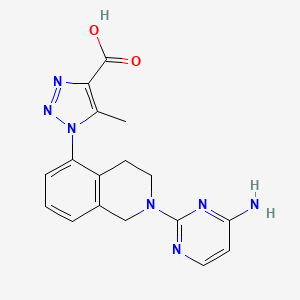 molecular formula C17H17N7O2 B13334554 1-(2-(4-Aminopyrimidin-2-yl)-1,2,3,4-tetrahydroisoquinolin-5-yl)-5-methyl-1H-1,2,3-triazole-4-carboxylic acid CAS No. 1334203-50-7