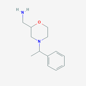 molecular formula C13H20N2O B13334601 (4-(1-Phenylethyl)morpholin-2-yl)methanamine 