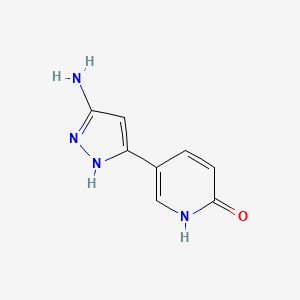 molecular formula C8H8N4O B13334619 5-(5-Amino-1H-pyrazol-3-yl)-1,2-dihydropyridin-2-one 