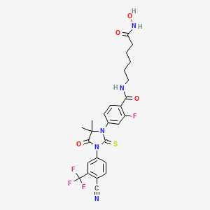 4-(3-(4-Cyano-3-(trifluoromethyl)phenyl)-5,5-dimethyl-4-oxo-2-thioxoimidazolidin-1-yl)-2-fluoro-N-(6-(hydroxyamino)-6-oxohexyl)benzamide