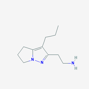 molecular formula C11H19N3 B13334634 2-(3-Propyl-5,6-dihydro-4H-pyrrolo[1,2-b]pyrazol-2-yl)ethan-1-amine 