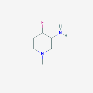 molecular formula C6H13FN2 B13334647 4-Fluoro-1-methylpiperidin-3-amine 