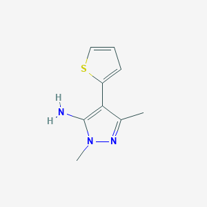 molecular formula C9H11N3S B13334679 1,3-dimethyl-4-(thiophen-2-yl)-1H-pyrazol-5-amine 