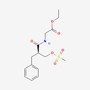 molecular formula C15H21NO6S B13334685 (R)-Ethyl 2-(2-benzyl-3-((methylsulfonyl)oxy)propanamido)acetate 