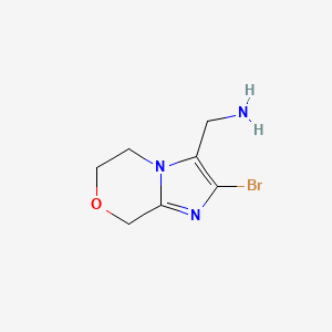 molecular formula C7H10BrN3O B13334794 (2-Bromo-5,6-dihydro-8H-imidazo[2,1-c][1,4]oxazin-3-yl)methanamine 