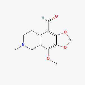 molecular formula C13H15NO4 B13334802 4-Methoxy-6-methyl-5,6,7,8-tetrahydro-[1,3]dioxolo[4,5-g]isoquinoline-9-carbaldehyde 