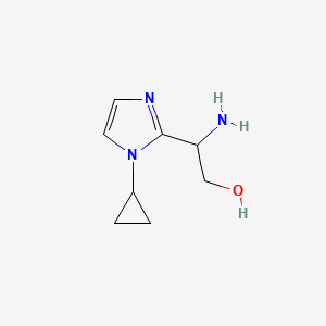 molecular formula C8H13N3O B13334955 2-Amino-2-(1-cyclopropyl-1H-imidazol-2-yl)ethan-1-ol 