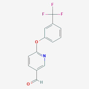 molecular formula C13H8F3NO2 B1333501 6-[3-(三氟甲基)苯氧基]烟醛 CAS No. 338967-16-1