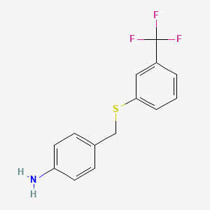 molecular formula C14H12F3NS B1333505 4-({[3-(三氟甲基)苯基]硫烷基}甲基)-苯胺 CAS No. 338398-58-6