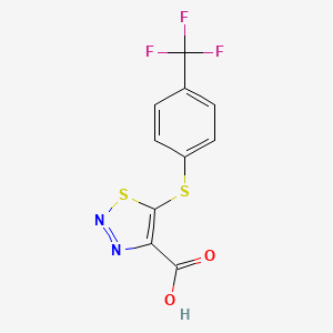 molecular formula C10H5F3N2O2S2 B1333506 5-{[4-(三氟甲基)苯基]硫anyl}-1,2,3-噻二唑-4-羧酸 CAS No. 338982-07-3
