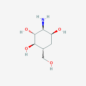 molecular formula C7H15NO4 B13335118 (1R,2R,3S,4S,6R)-3-Amino-6-(hydroxymethyl)cyclohexane-1,2,4-triol 