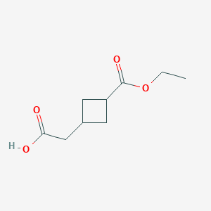 molecular formula C9H14O4 B13335124 2-(3-(Ethoxycarbonyl)cyclobutyl)acetic acid 