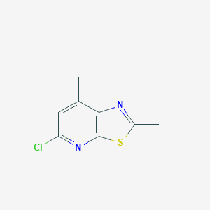 molecular formula C8H7ClN2S B13335243 5-Chloro-2,7-dimethylthiazolo[5,4-b]pyridine 