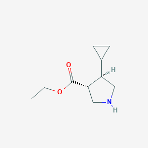 molecular formula C10H17NO2 B13335344 Rel-ethyl (3R,4R)-4-cyclopropylpyrrolidine-3-carboxylate 