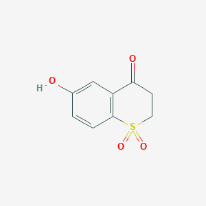 molecular formula C9H8O4S B13335399 6-Hydroxythiochroman-4-one 1,1-dioxide 