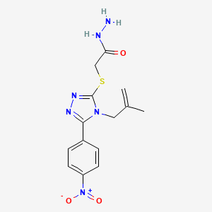 molecular formula C14H16N6O3S B13335435 2-{[4-(2-methylprop-2-en-1-yl)-5-(4-nitrophenyl)-4H-1,2,4-triazol-3-yl]sulfanyl}acetohydrazide 