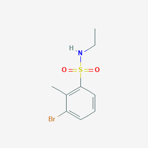 molecular formula C9H12BrNO2S B13335465 3-Bromo-N-ethyl-2-methylbenzene-1-sulfonamide 