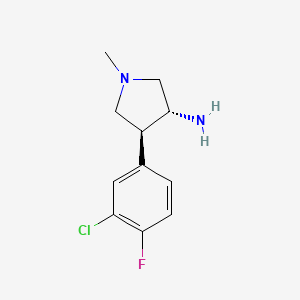 molecular formula C11H14ClFN2 B13335488 Rel-(3R,4S)-4-(3-chloro-4-fluorophenyl)-1-methylpyrrolidin-3-amine 