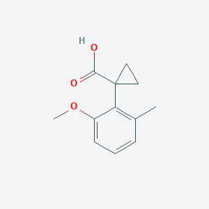 molecular formula C12H14O3 B13335546 1-(2-Methoxy-6-methylphenyl)cyclopropanecarboxylic acid 