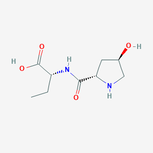 molecular formula C9H16N2O4 B13335570 (R)-2-((2S,4R)-4-Hydroxypyrrolidine-2-carboxamido)butanoic acid 