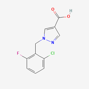 molecular formula C11H8ClFN2O2 B13335587 1-(2-Chloro-6-fluorobenzyl)-1H-pyrazole-4-carboxylic acid 