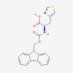 molecular formula C21H18N2O4S B1333561 (R)-2-((((9H-Fluoren-9-yl)methoxy)carbonyl)amino)-3-(thiazol-4-yl)propanoic acid CAS No. 205528-33-2