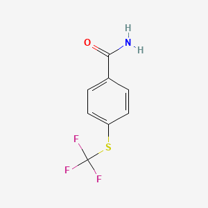 molecular formula C8H6F3NOS B1333566 4-[(三氟甲基)硫代]苯甲酰胺 CAS No. 330-15-4