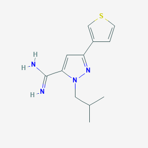 molecular formula C12H16N4S B13335691 1-isobutyl-3-(thiophen-3-yl)-1H-pyrazole-5-carboximidamide 