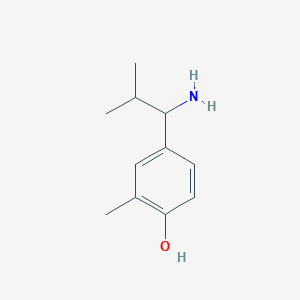 molecular formula C11H17NO B13335874 4-(1-Amino-2-methylpropyl)-2-methylphenol 