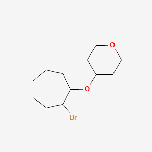 molecular formula C12H21BrO2 B13335964 4-[(2-Bromocycloheptyl)oxy]oxane 