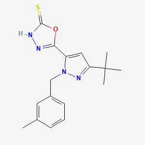 molecular formula C17H20N4OS B1333600 5-[3-(tert-butyl)-1-(3-methylbenzyl)-1H-pyrazol-5-yl]-1,3,4-oxadiazole-2-thiol CAS No. 306937-16-6