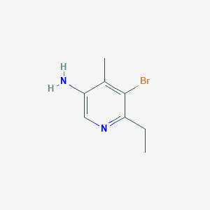 molecular formula C8H11BrN2 B13336011 5-Bromo-6-ethyl-4-methylpyridin-3-amine 