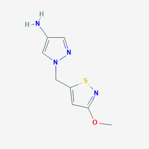 molecular formula C8H10N4OS B13336076 1-[(3-Methoxy-1,2-thiazol-5-yl)methyl]-1H-pyrazol-4-amine 