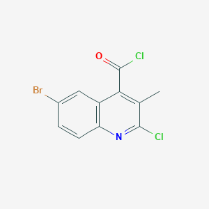 molecular formula C11H6BrCl2NO B13336100 6-Bromo-2-chloro-3-methylquinoline-4-carbonyl chloride 