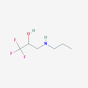 molecular formula C6H12F3NO B13336131 1,1,1-Trifluoro-3-(propylamino)propan-2-ol 