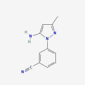 molecular formula C11H10N4 B13336168 3-(5-amino-3-methyl-1H-pyrazol-1-yl)Benzonitrile 