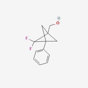 molecular formula C12H12F2O B13336169 (2,2-Difluoro-3-phenylbicyclo[1.1.1]pentan-1-yl)methanol 