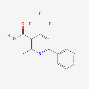 molecular formula C14H10F3NO2 B13336281 2-Methyl-6-phenyl-4-(trifluoromethyl)nicotinic acid 