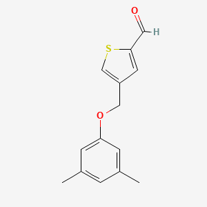 molecular formula C14H14O2S B13336354 4-((3,5-Dimethylphenoxy)methyl)thiophene-2-carbaldehyde 