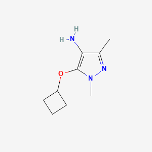 molecular formula C9H15N3O B13336360 5-Cyclobutoxy-1,3-dimethyl-1H-pyrazol-4-amine 